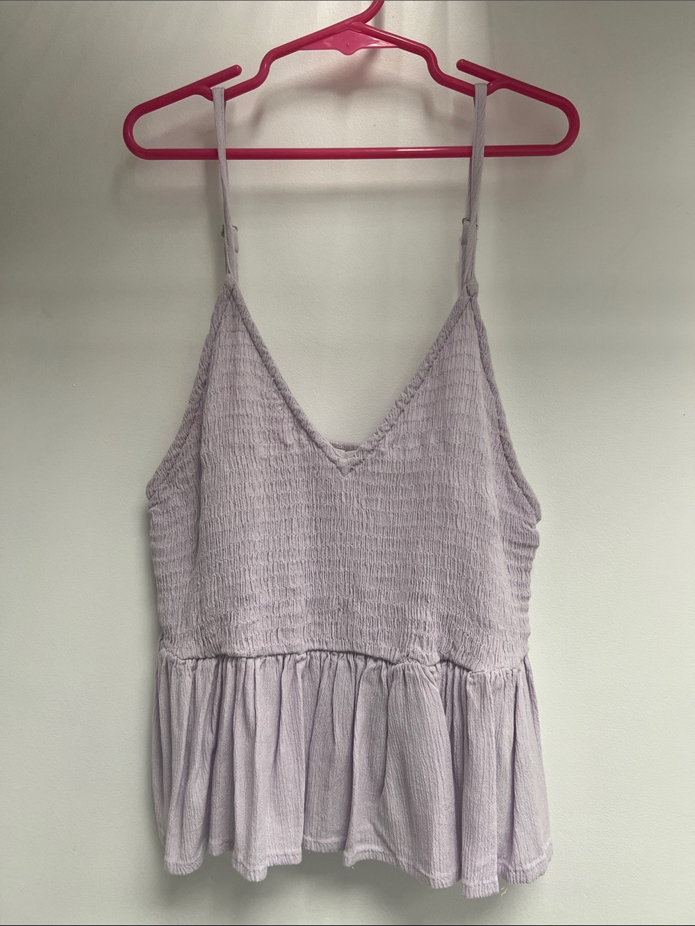 Lilac Textured Peplum Cami Crop Top with Adjustable Straps